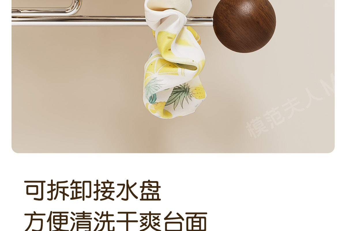 Walnut Wood Suction Cup Soap Holder Wall-Mounted Bathroom No-Drill Storage Rack Soap Box