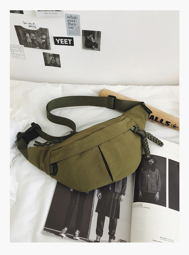 2025Summer New Simple Versatile Large Capacity Canvas Underarm Bag for Outings and Commutes, Niche Design Solid Color Chest Bag