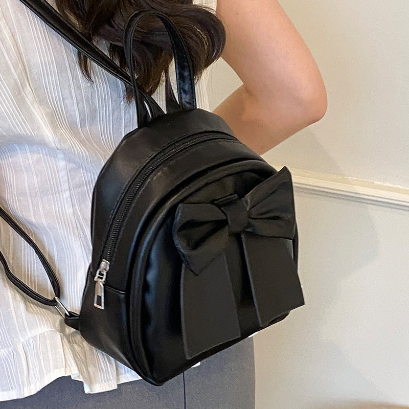2025Summer New Niche Bow Backpack for Women, Stylish and Simple Handheld, Single Shoulder, Crossbody, and Double Shoulder Backpack