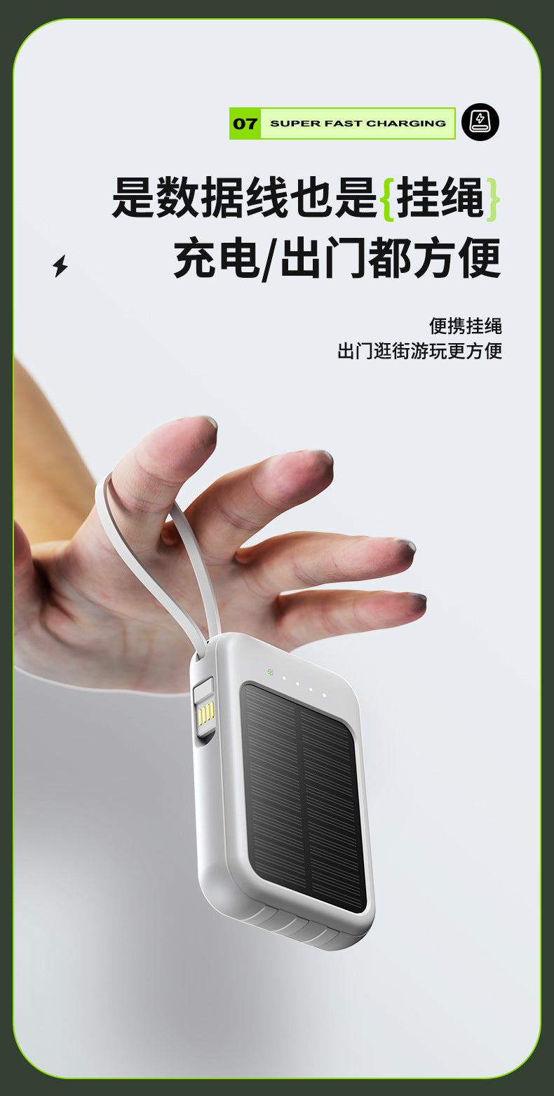 Mini Solar Power Bank20000Ma Comes LED Light Portable Durable Large Capacity Power Bank Wholesale