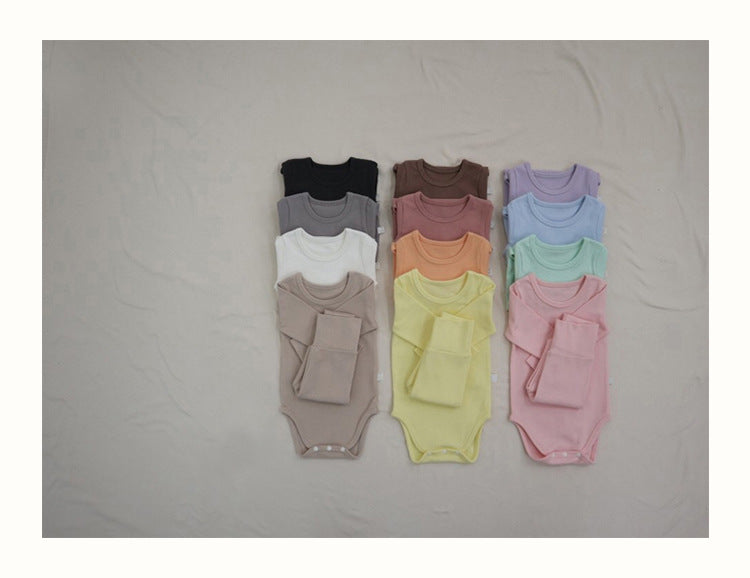 Baby Romper Spring and Autumn a High-Waist Belly Protection Pants Set Baby Spring and Autumn Triangle Romper Bodysuit Jumpsuit