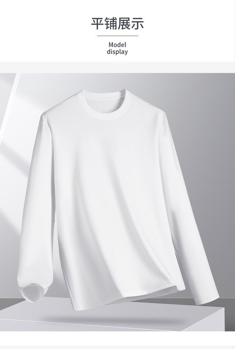 Pure Cotton Liquid Ammonia Triple Protection Long Sleeve t Men's T-shirt2025Autumn Unisex Crew Neck Pullover Solid Color Basic T-Shirt