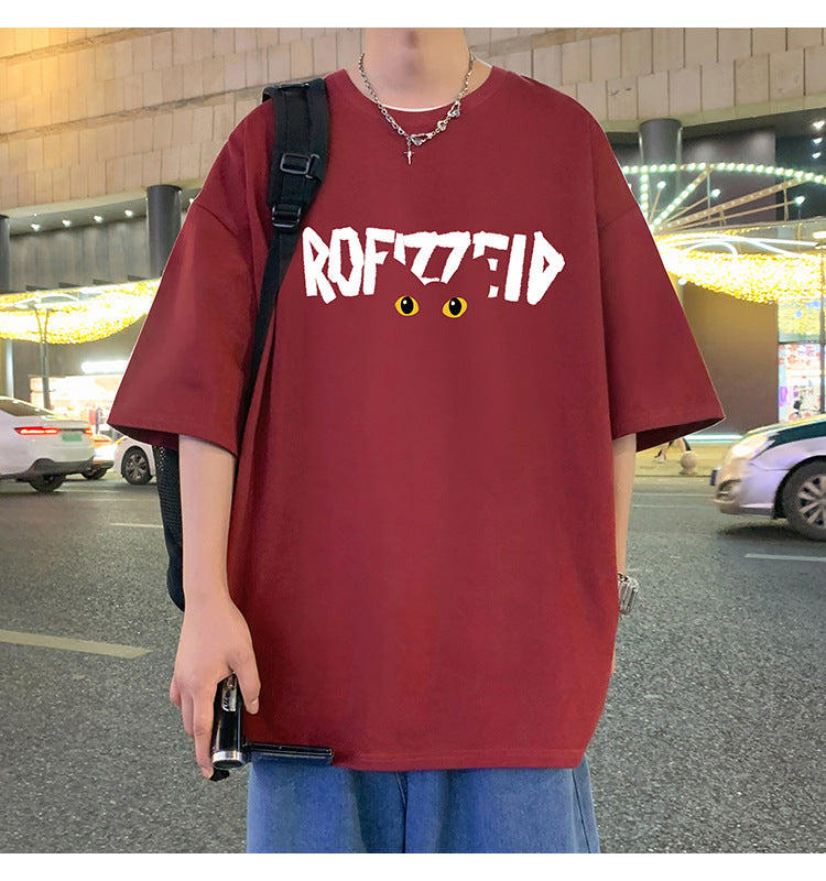 Short Sleeve T Men's Summer New Heavyweight Pure Cotton Crew Neck T-Shirt Large Size Loose Fit Men's Short Sleeve ins Fashion brand top