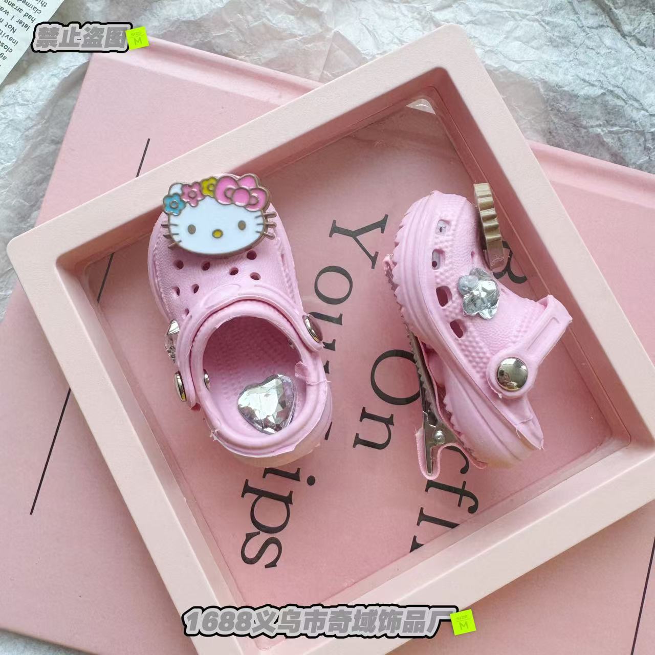Diamond-Encrusted Cute Cartoon Cat Slippers Hair Clip Duckbill Clip Fresh Sweet Versatile Hair Accessories Headwear Unique Design