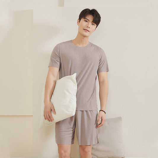 TikTok Kuaishou Internet Celebrity Loose Women's Couple Pajamas Ice Silk Two-Piece Set Casual Homewear Summer Pajamas for Women
