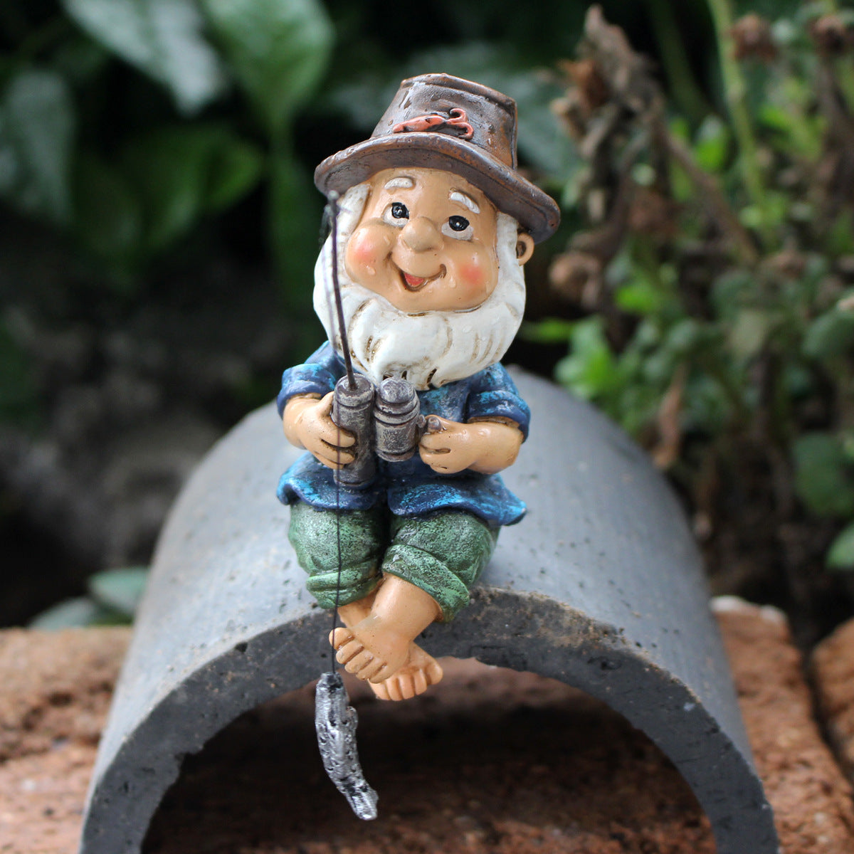 Cross-Border Resin Fishing Dwarf Figurine Garden Rockery Pond Landscape Decoration Accessories Creative Outdoor Courtyard Decor