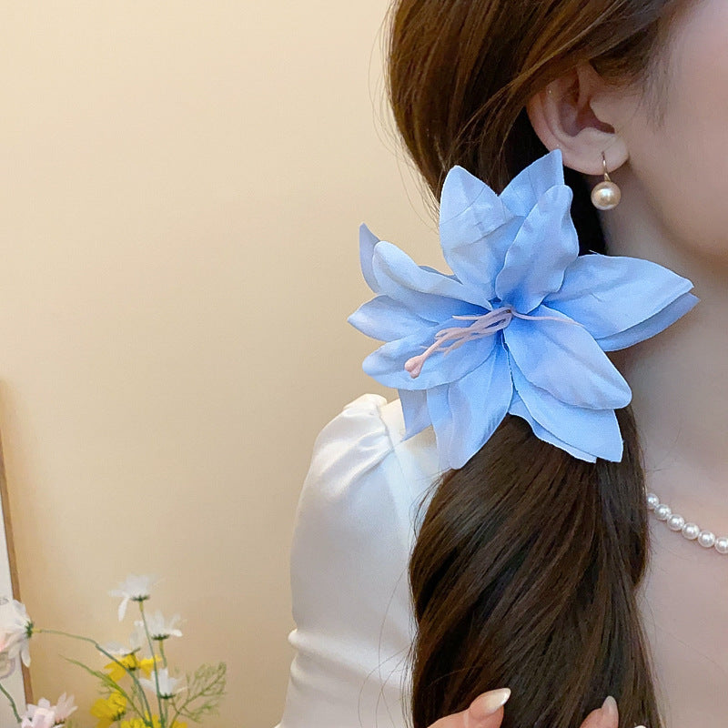 Super Fairy Vacation Style Fabric Flower Hair Clip Side Bangs Broken Hair Duckbill Clip Gentle Atmosphere Versatile Hair Accessory for Women