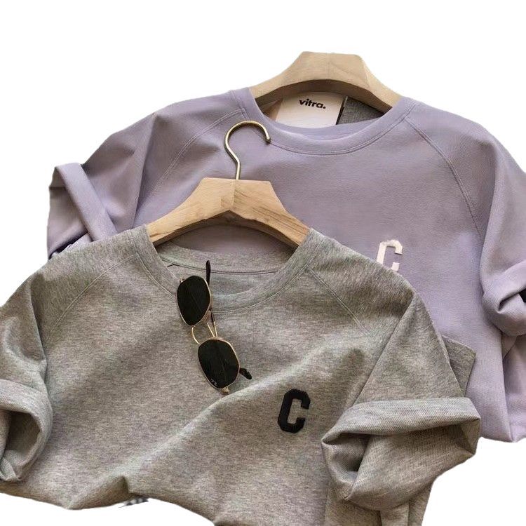 Original quality Amazon Korean style women's summer loose short sleeve T T-shirt shorts sports embroidered letter casual set