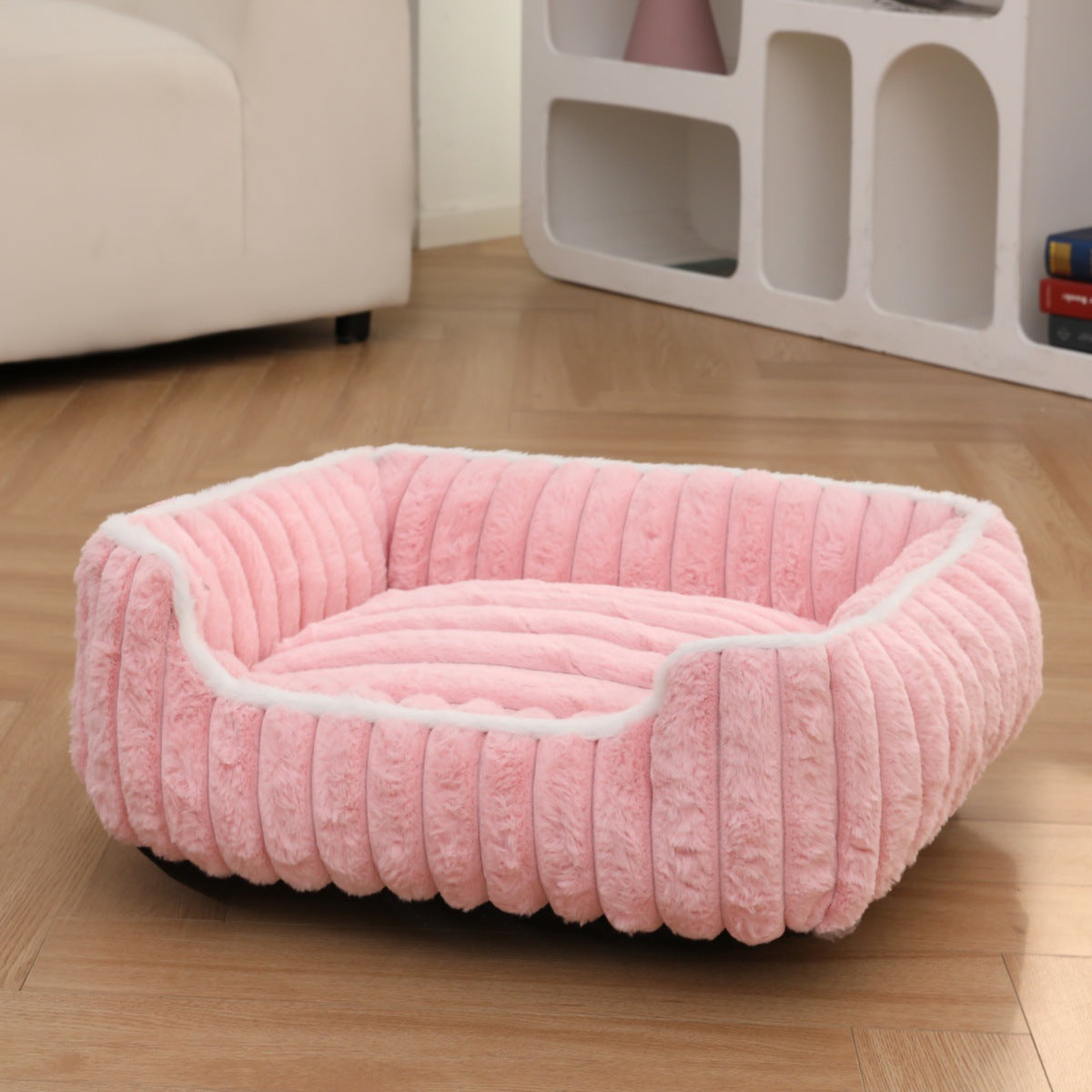 New Thickened Straight Bar Square Nest Rabbit Plush Soft Comfortable Pet Bed Deep Sleep Cat Nest Four Seasons Dog Nest