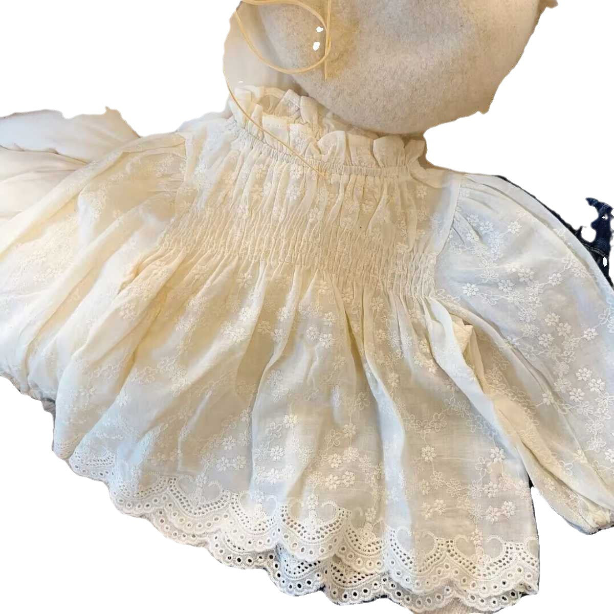 Sweet Little Sister Children's Shirt Autumn New Korean Version Children's Clothing Baby Girl Cute Lace Embroidery High-end Doll Shirt