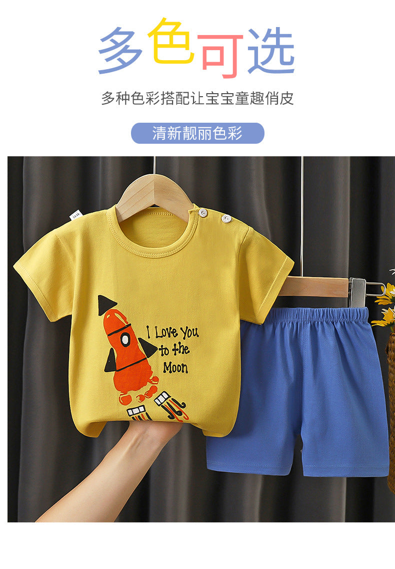 Children's Summer Short Sleeve Set a Cotton-like Boys' and Girls' Clothing t T-shirt Baby Summer Clothing2025Children's Clothing