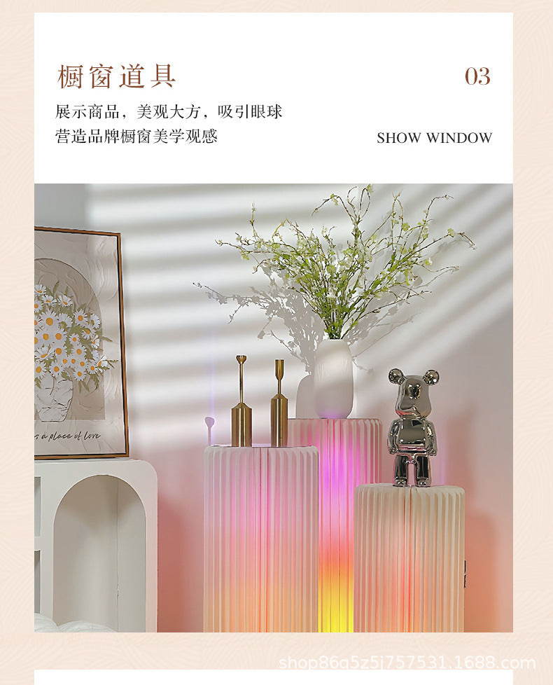 【Firefly Lantern】Live Streaming Background Decoration Foldable Round Column Paper Roman Column Folding Column Road Guide Ornament