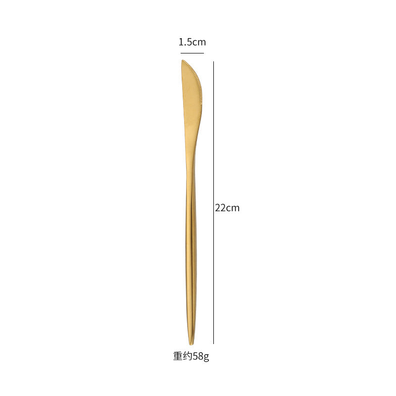 Cross-Border304Stainless Steel Portuguese Cutlery Set Knife Fork Spoon Round Handle Thick Western Cutlery Nordic Hotel Steak Knife