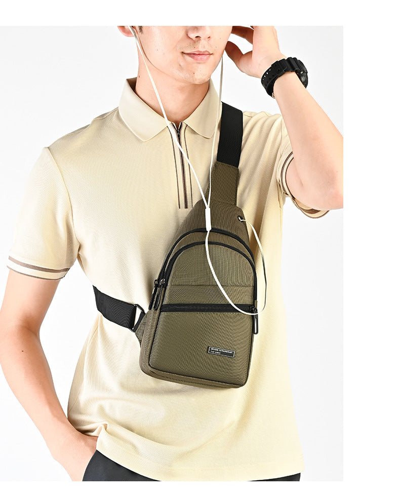 Silk Chest Bag Autumn New Large Capacity Casual Men's Bag Lightweight Simple Water-Resistant Oxford Cloth Crossbody Backpack