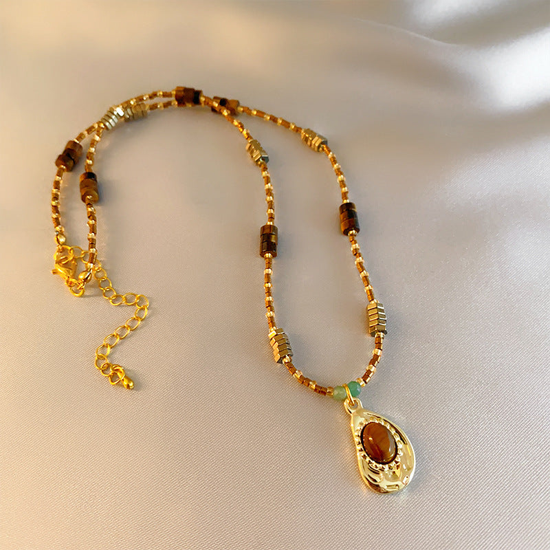 18K Real Gold Plated Moon Heart Pendant Necklace Simple Versatile Elegant Collarbone Chain Light Luxury High-End Necklace