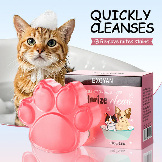 Full English EXGYAN Pet Sakura Cleansing Soap Cleaning Pet Hair Handmade Soap Cross-Border Wholesale