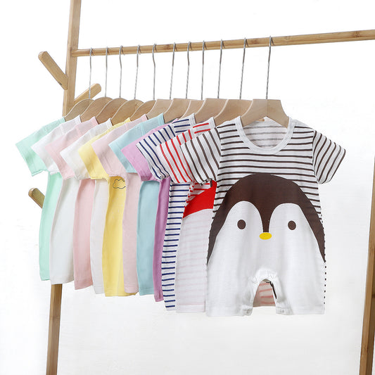 Spring and Summer New Baby Short Sleeve Romper Summer Spring Autumn Thin Newborn Romper a Newborn Short Sleeve Romper A Class