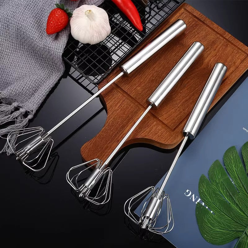Egg Beater Stainless Steel Manual Semi-Automatic Household Egg Cream Whisk Mixer Baking Tool Plug-in Kitchen