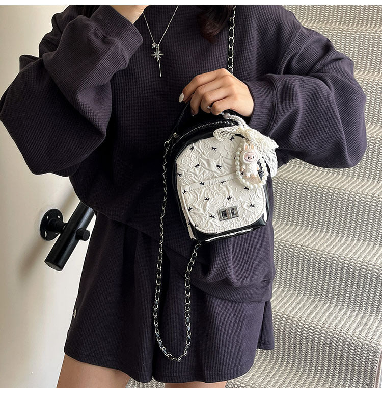Foreign Trade Color-Block Niche Women's Backpack2025Spring and Summer New Mini Versatile Chain Super Popular Double Shoulder Small Bag