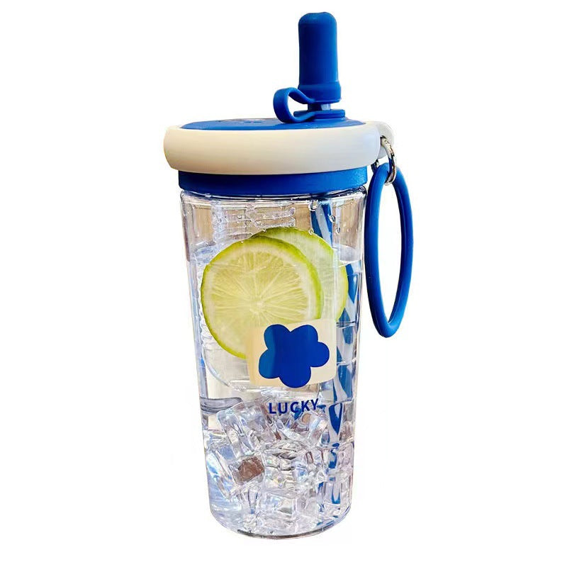 Water Cup for Girls, High Aesthetic Summer Cute Portable Ultra-light Self-contained New Style with Tea Infuser, Internet Celebrity Straw Space Cup