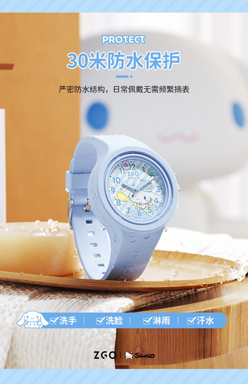 Sanrio Official Genuine Children's Watch for Girls, Cinnamoroll Waterproof, Only Tells Time, Quartz Watch for Middle School Students