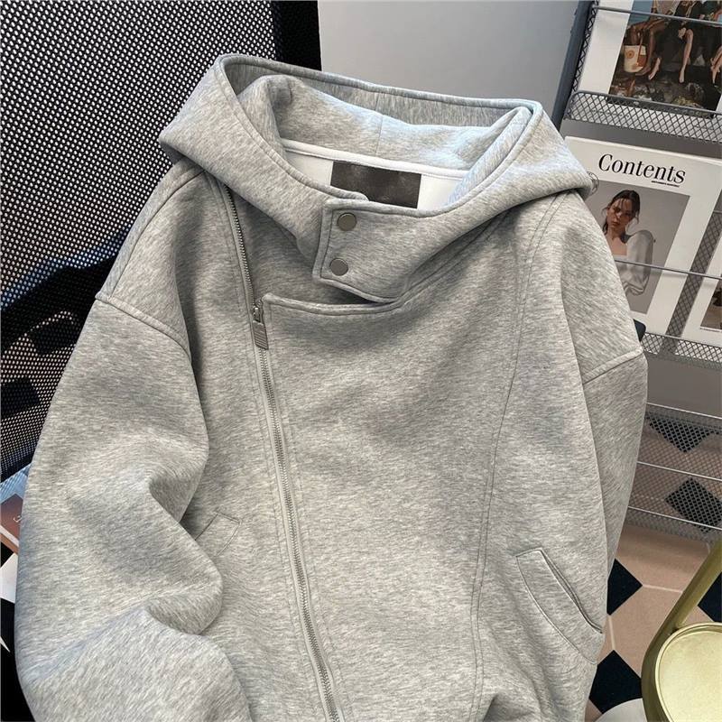 Korean Style Embroidered Hooded Cardigan Couple's Jacket for Men and Women Spring and Autumn Loose Design Versatile Zipper Sweatshirt Trendy
