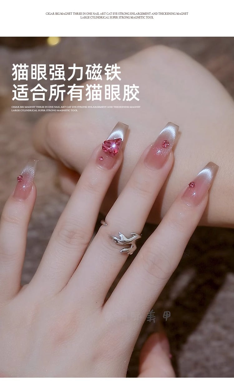 Cigar Large Magnet 3-in-1 Nail Art Cat Eye Strong Large Thick Magnet Large Cylinder Super Strong Magnetic Tool