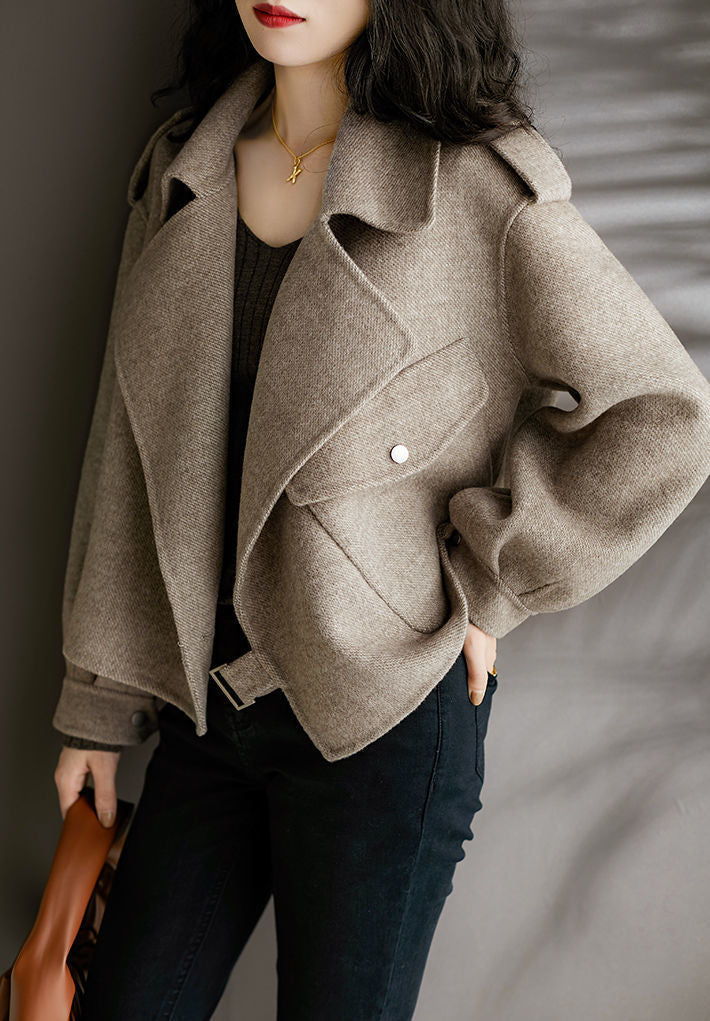 Hepburn Style New Woolen Suit for Women British Style Autumn Winter Petite Chic Versatile Loose French Short Coat