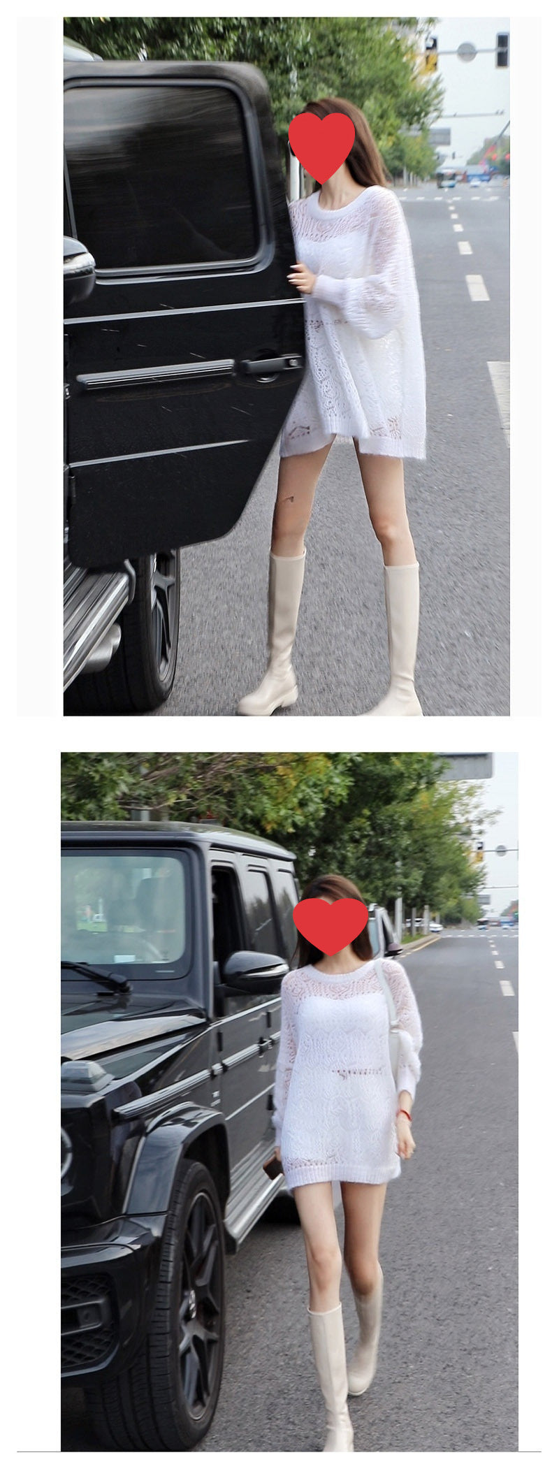 2025Spring New Soft Gentle Fairy Style Hollow Out Sweater Mid-Length Lazy Solid Color Cover-Up Top