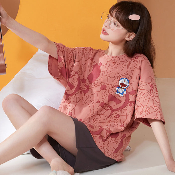 Wholesale Thin Couple Pajamas for Women Spring Autumn Summer Ice Silk Homewear Summer Men's Hot Short Sleeve Shorts Set