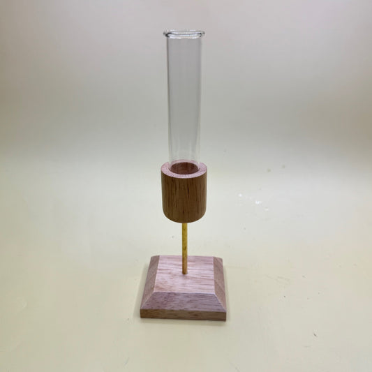 Creative Home Desktop Ornament Wooden Vase Test Tube Transparent Glass Hydroponic Plant Flower Arranger Simple Country Style
