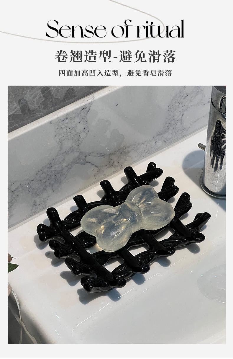 Light Luxury Soap Dish Soap Holder Ceramic Draining Rack Household High-end Bathroom Washstand Storage Artifact