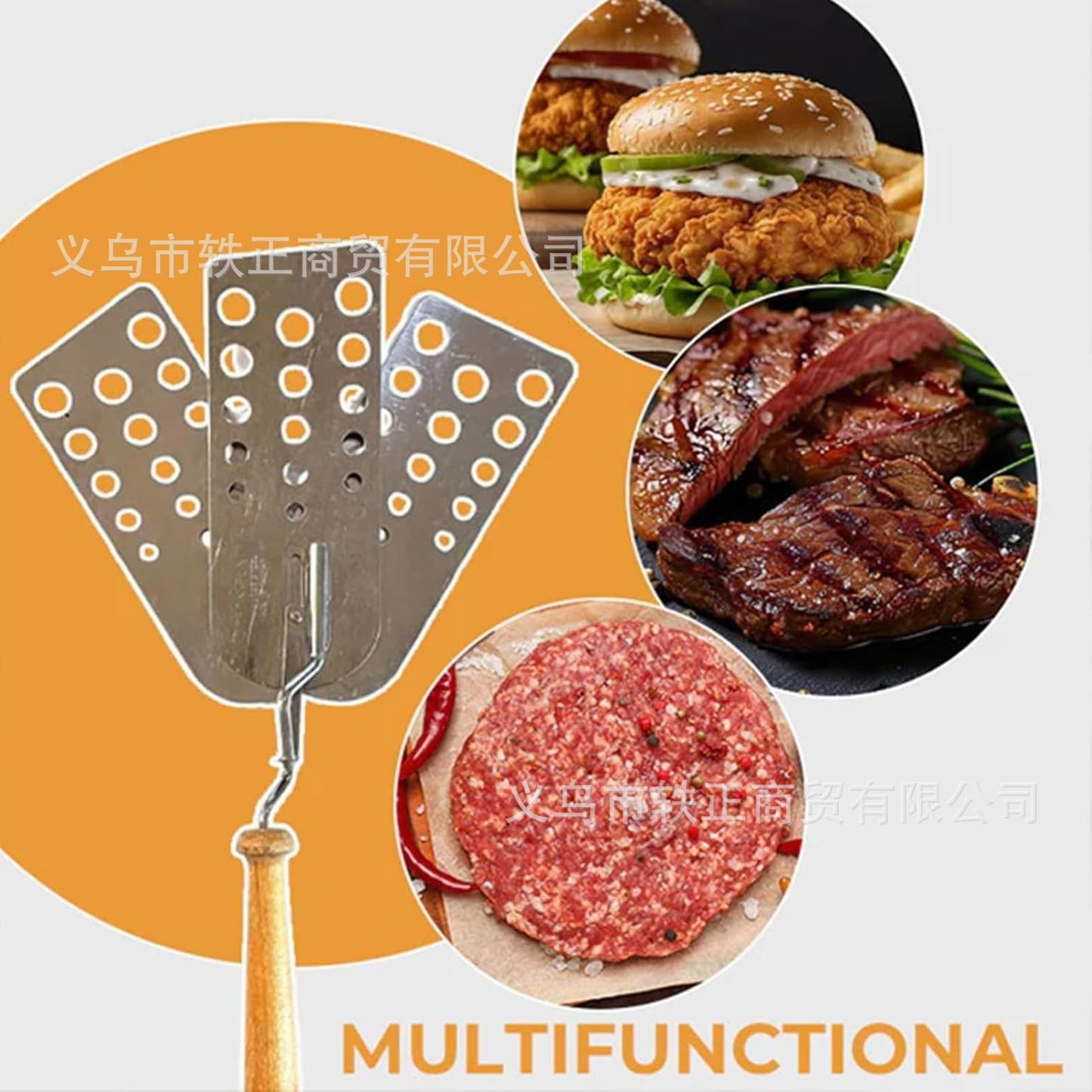 Cross-Border New Products Creative Hot Meat Patty Spatula Creative Hot Meat Patty Spatula One Click Three Transformations