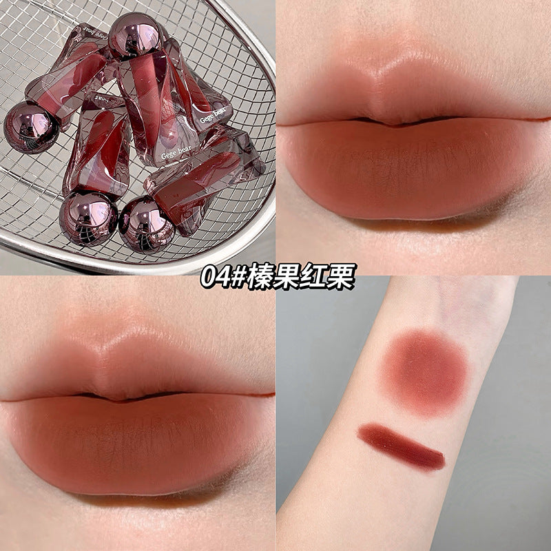 Gege Bear Soft Light Mousse Lip Mud Velvet Soft Mist Matte Autumn Winter Atmosphere Whitening Lip Gloss Cross-Border Beauty Makeup