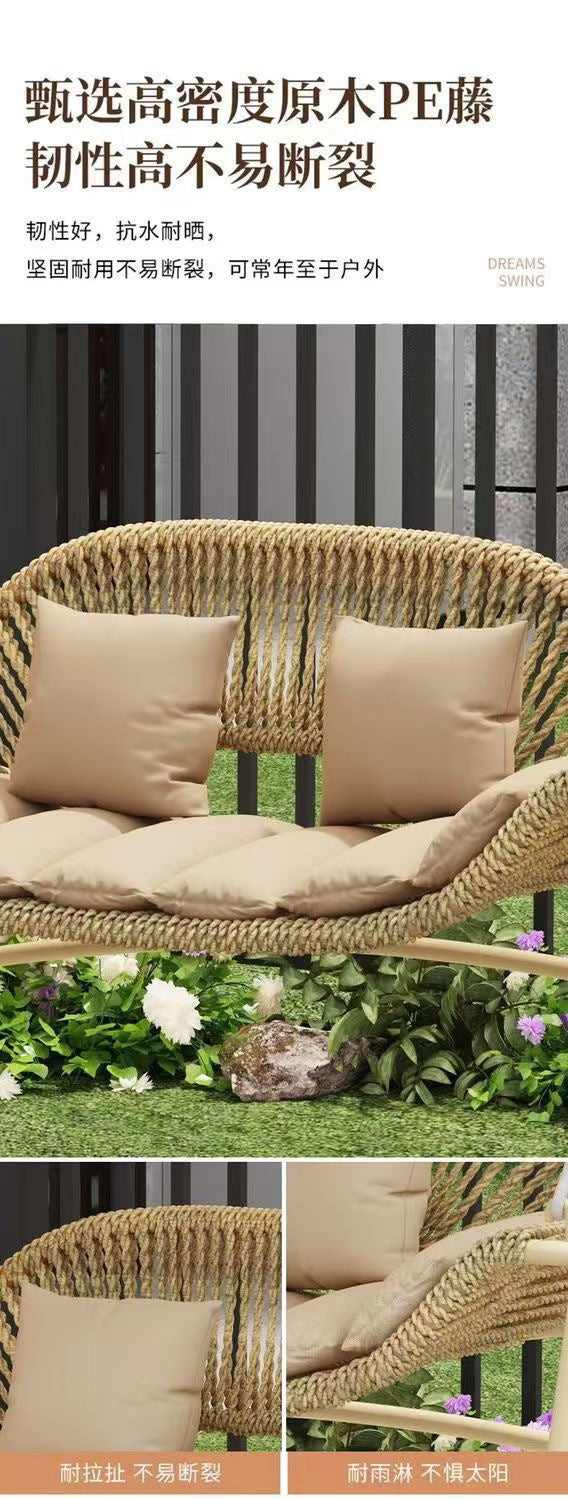 Outdoor Swing Courtyard Cradle Hanging Chair Villa Garden Balcony Terrace Leisure Lazy Internet Celebrity Double Swing Chair