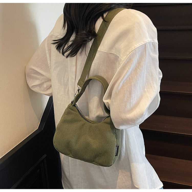2024New Casual Large Capacity Women's Shoulder Bag Trendy Corduroy Versatile Crossbody Bag Trendy Bag Cross-Border Hot Item
