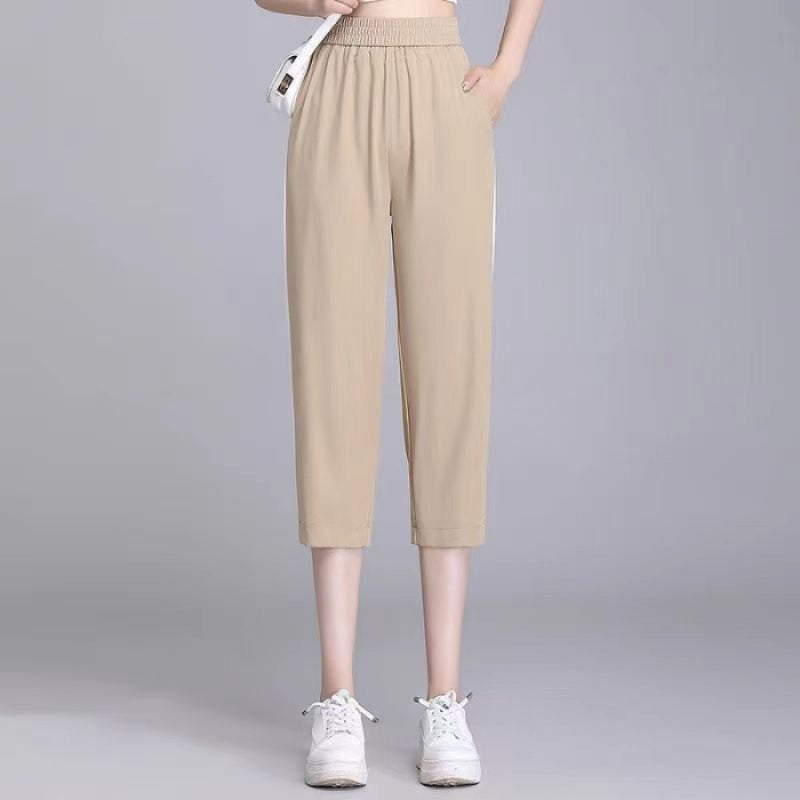 Ice Silk Quick-Dry Pants for Women2025Summer New Trendy Sports Pants Casual Harem Thin Seven-point Women's Pants