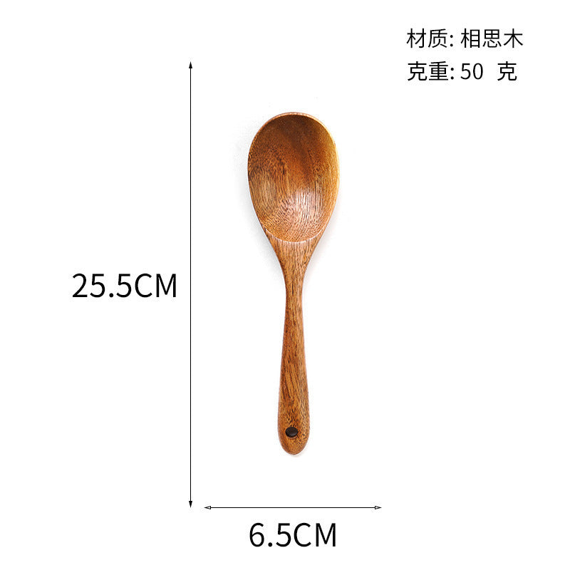 Acacia Wood Spatula Teak Wood Spatula and Spoon Set Solid Wood Household Cooking Spoon Strainer Spoon Small Leaf Three-Line Frying Spatula In Stock