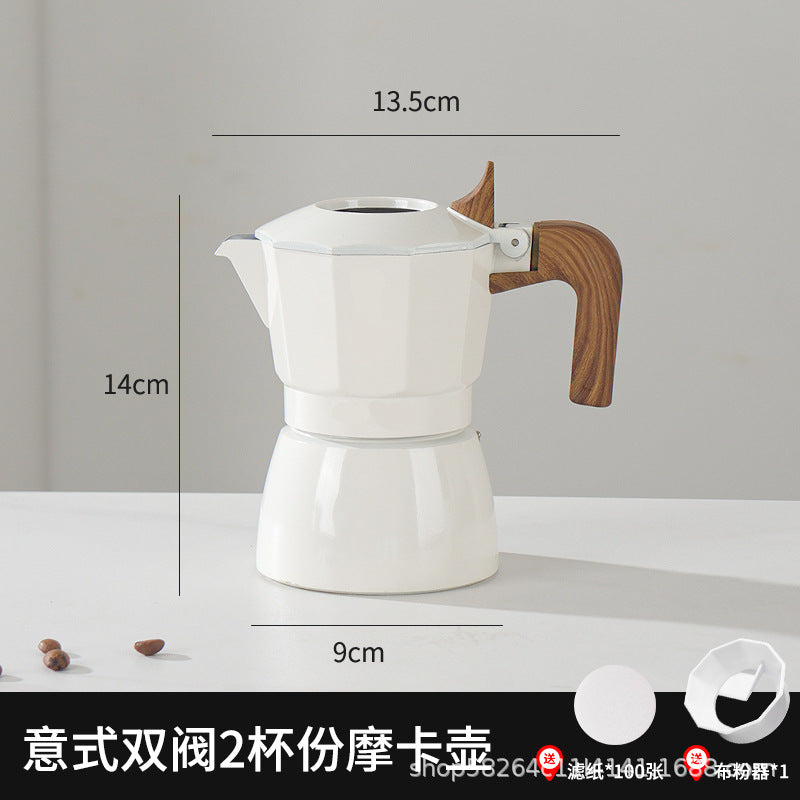 Moka Pot Home Use Small Coffee Pot Coffee Brewing Set Double Valve Hand Brew Pot Espresso Extraction Italian Coffee Machine