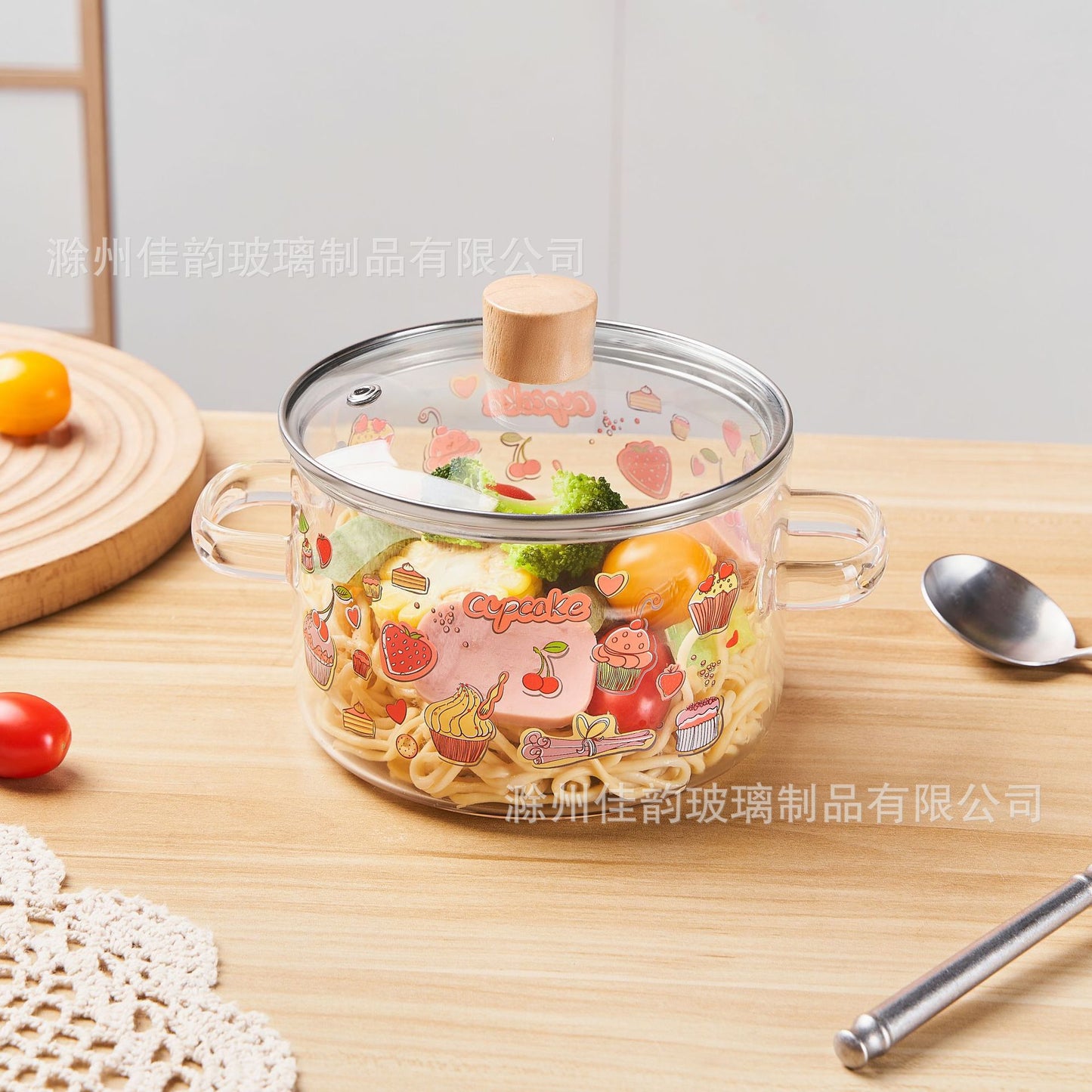 Creative Bear Double Ear Soup Pot Striped Pot Glass Transparent Health Pot Electric Ceramic Stove Heatable Instant Noodle Bowl Milk Pot