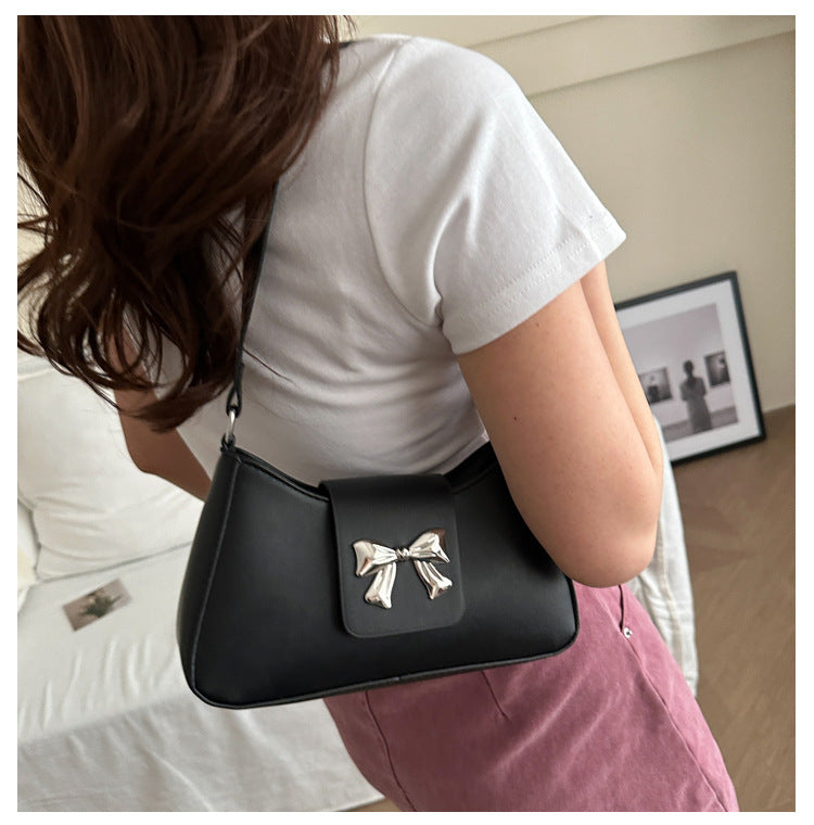 Korean Style Versatile Bag for Women2025Spring New Trendy Fashionable Single Shoulder Bag with Bowknot ins Underarm bag