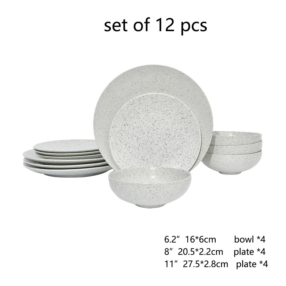 ceramic black plates bowl dinnerware Set of 4 set of 16Set