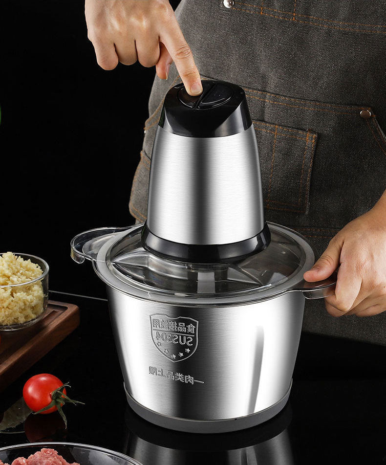 Stainless Steel Kitchen Meat Grinder Household2L Automatic Food Processor Small Meat Grinder 3-Liter Meat and Vegetable Grinder Wholesale