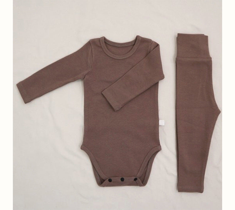 Baby Romper Spring and Autumn a High-Waist Belly Protection Pants Set Baby Spring and Autumn Triangle Romper Bodysuit Jumpsuit