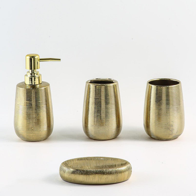 Modern Ceramic Bathroom Set Four-Piece Set Bathroom Lotion Bottle Press Hand Sanitizer Bottle Mouthwash Cup Toothbrush Holder Soap Dish