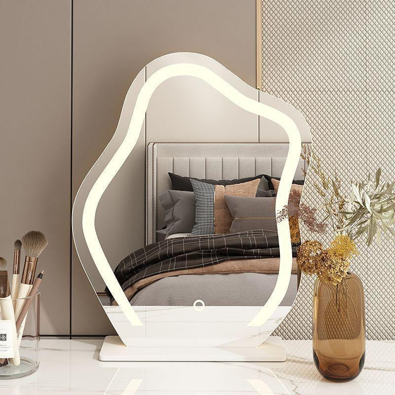 High-Value Cloud Makeup Mirror Desktop LED Desktop Bedroom with Light Internet Celebrity Dressing Mirror Dressing Table Internet Celebrity Mirror