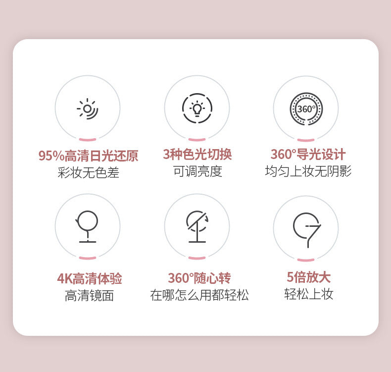 New Folding Makeup Mirror Desktop Magnifying Double-Sided led Light strip smart fill light vanity mirror touch switch