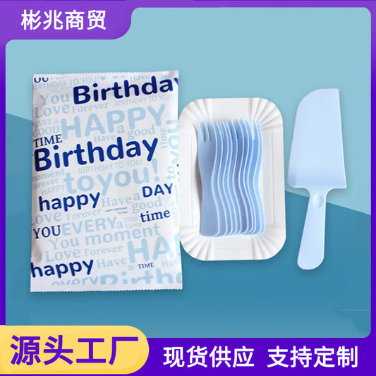 Birthday Cake Cutlery Set Bakery Disposable Cutlery Plates Food Grade Cake Shop Plastic Tableware