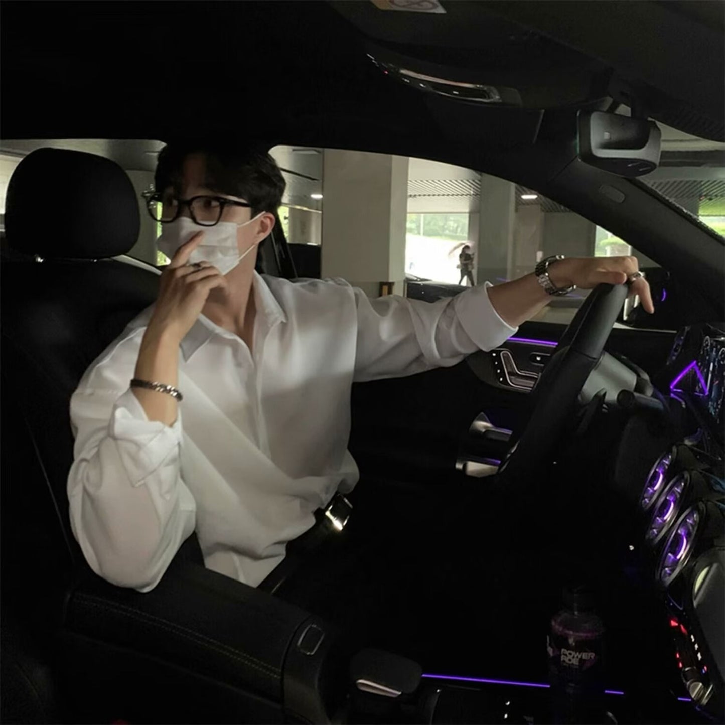 Light Mature High-End Feel Non-Iron Solid White Shirt Men's Draped Korean Style Loose Plus Size Casual Long Sleeve Base Shirt