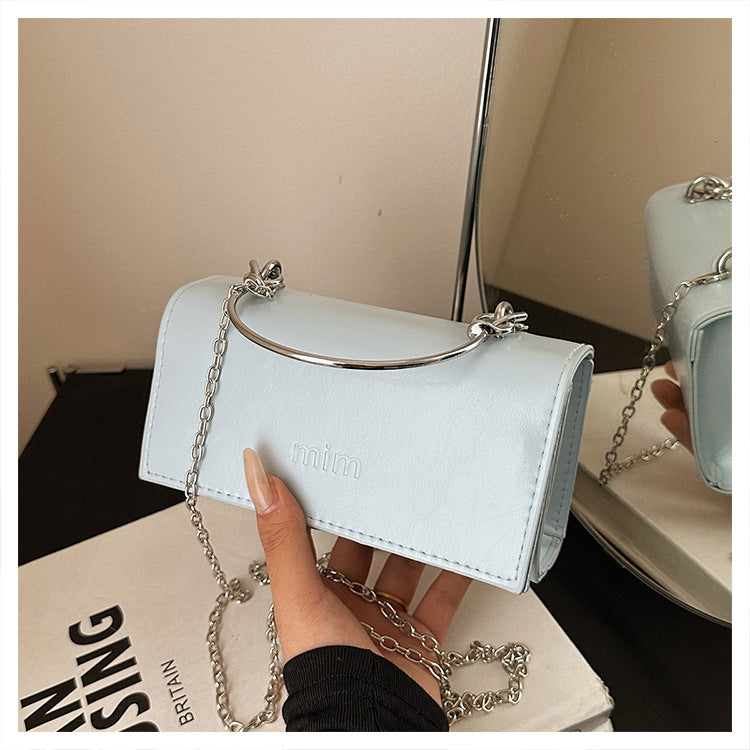2025Spring New Chain Women's Bag Fashion Simple Stylish Single Shoulder Crossbody Bag Retro Handheld Small Square Women's Bag